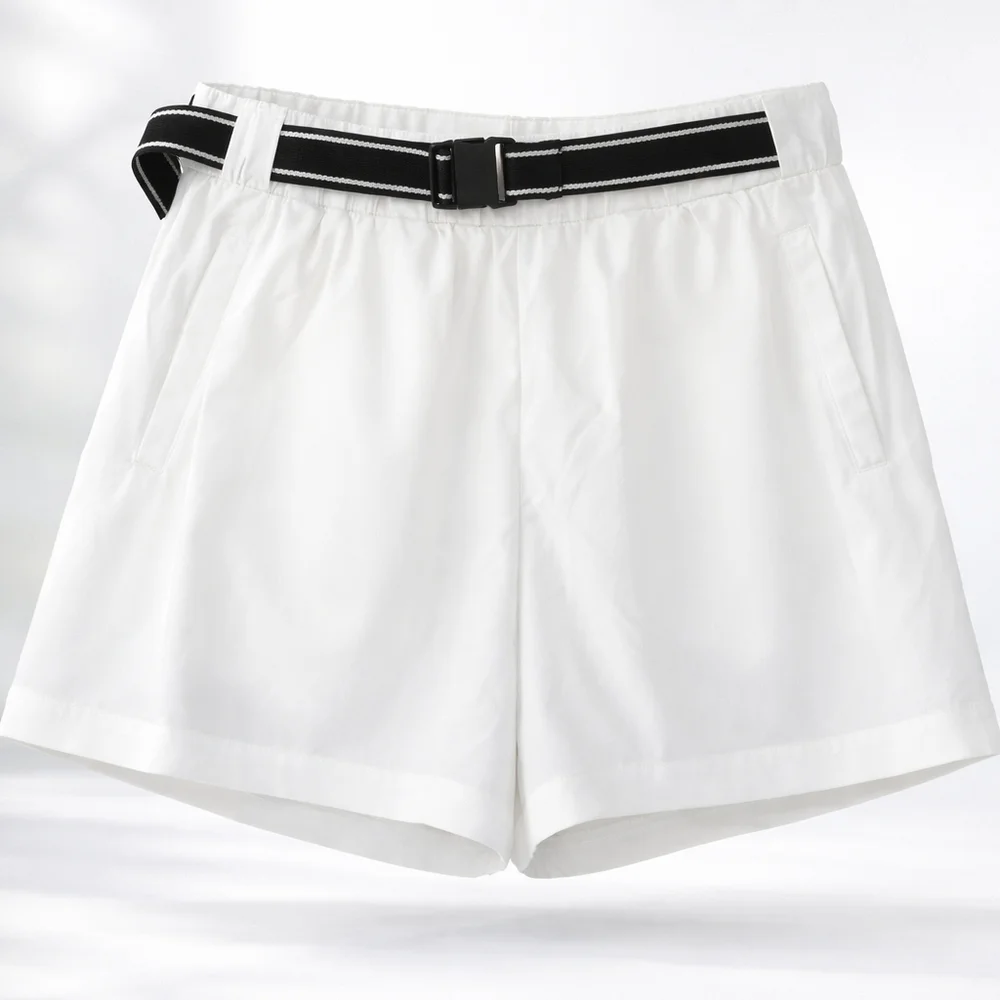 HALARA White Belted Athletic Shorts NWT Size S | High Rise Casual Chic